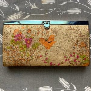 Gold floral clutch